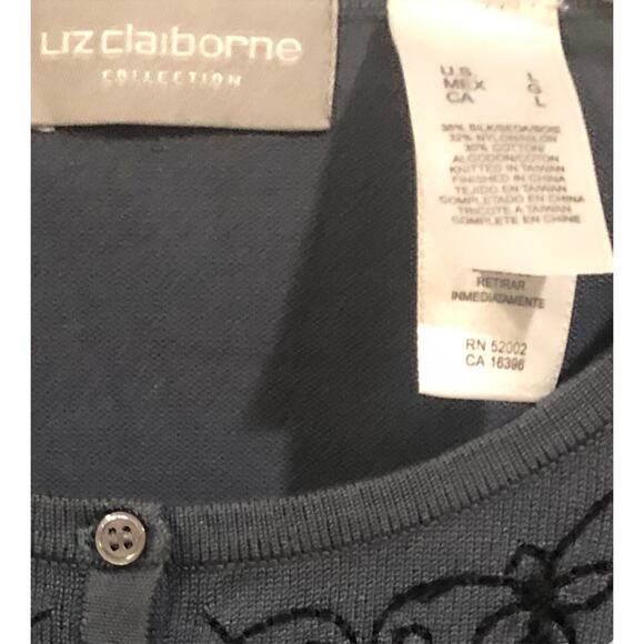 NWT New 2000s Liz Claiborne Collection Blue Black Quarter Button Sweater 90s Y2K - Picture 3 of 6